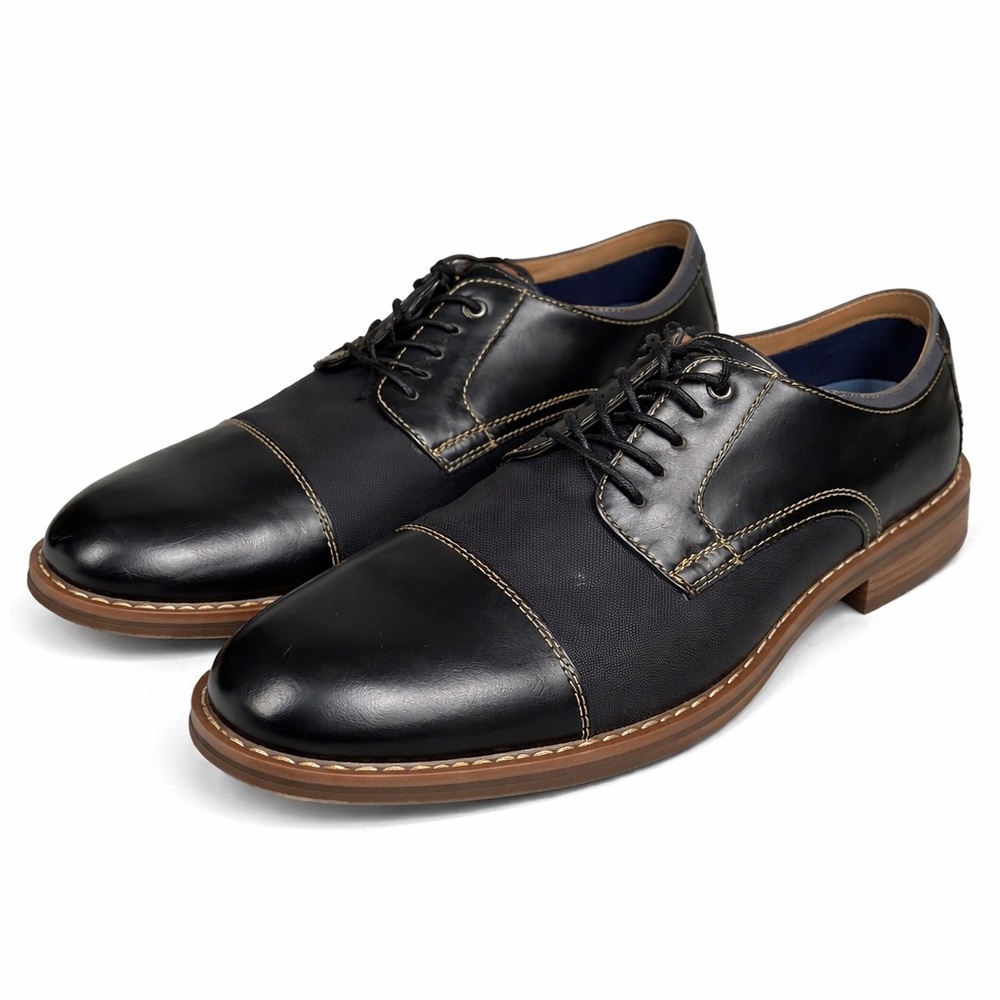 Chaps Men’s Dress Shoes Size 10 Black‎ Cap Toe Lace Up Oxford Casual Formal